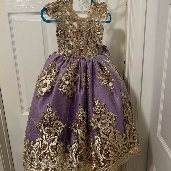 Elegant Purple and Gold Kids Dress